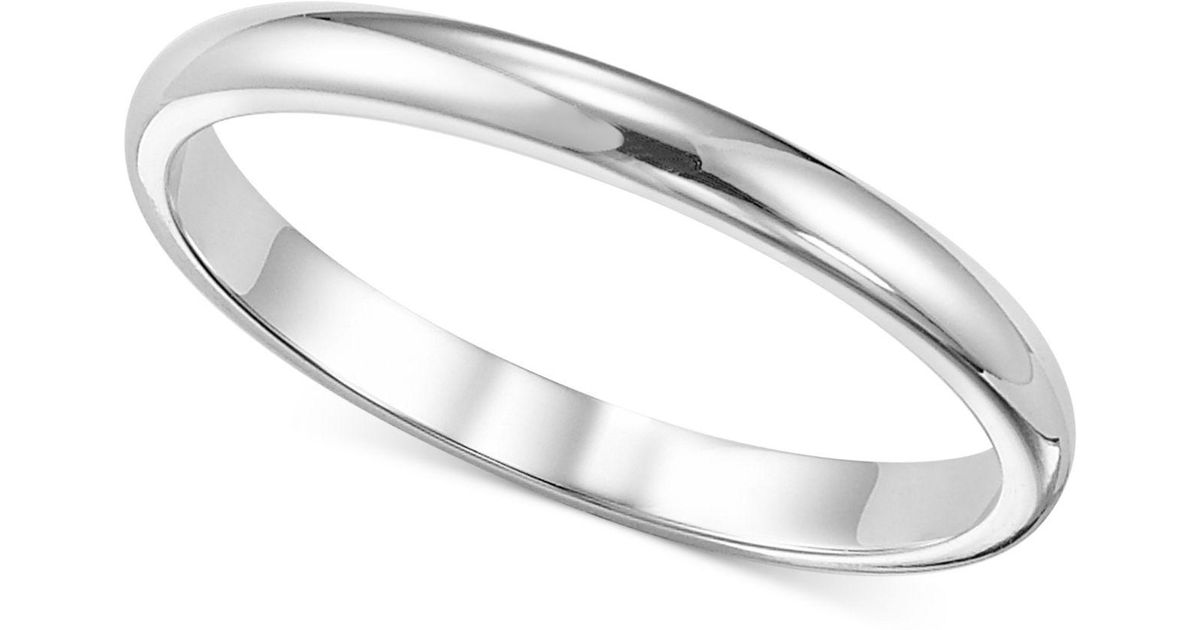 Macy's Women's Ring, 2mm Platinum Wedding Band in Metallic - Lyst