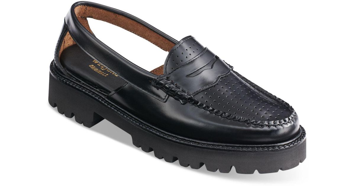 G.H. Bass & Co. Summer Super Lug Weejun Loafer Flats in Black Lyst