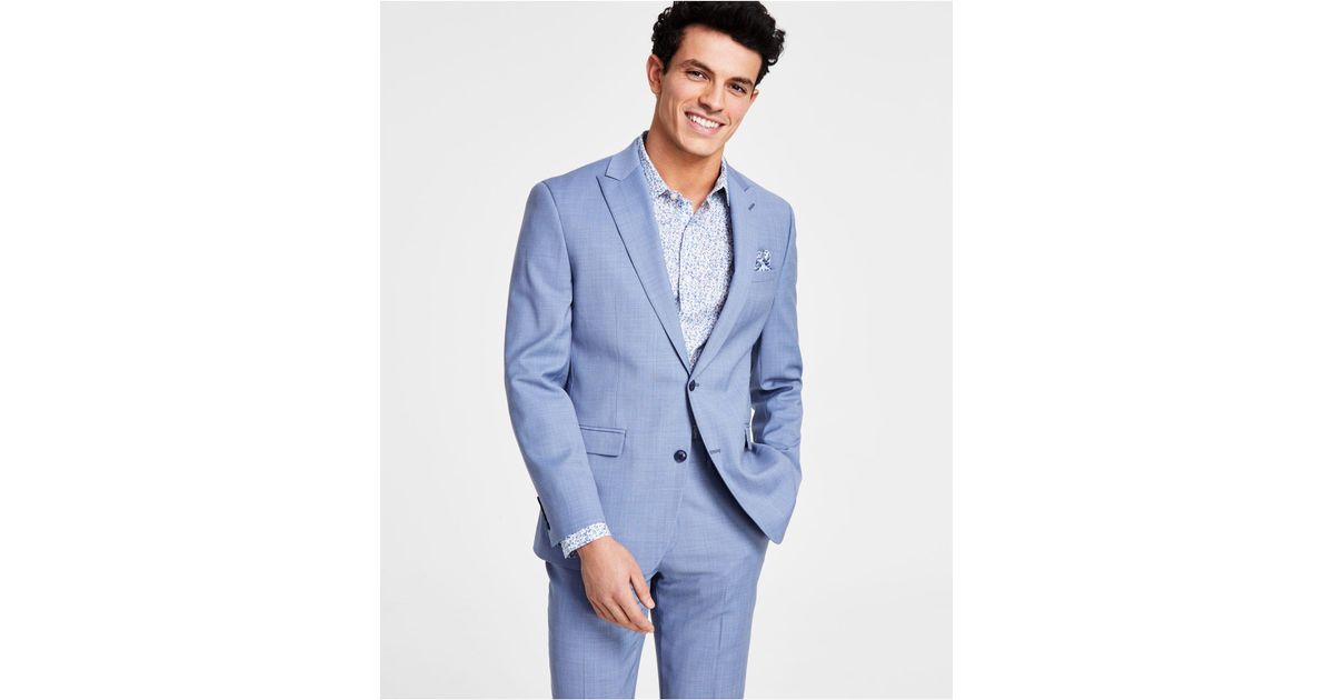 Bar Iii Slimfit Wool Sharkskin Suit Jacket, Created For Macy's in Blue