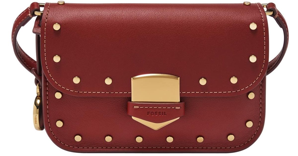 Fossil Lennox Small Flap Crossbody Bag in Red | Lyst