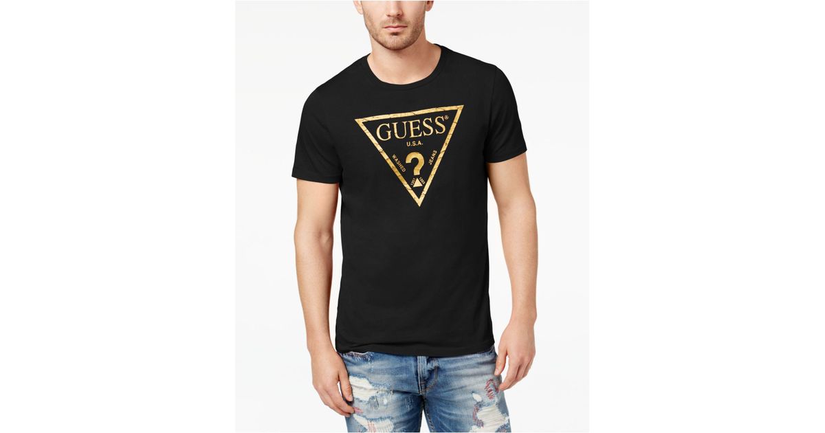 Lyst Guess Men S Clic Triangle Metallic Logo Print T Shirt In Lyst Guess Men S Clic Triangle Metallic Logo Print T Shirt In Black For