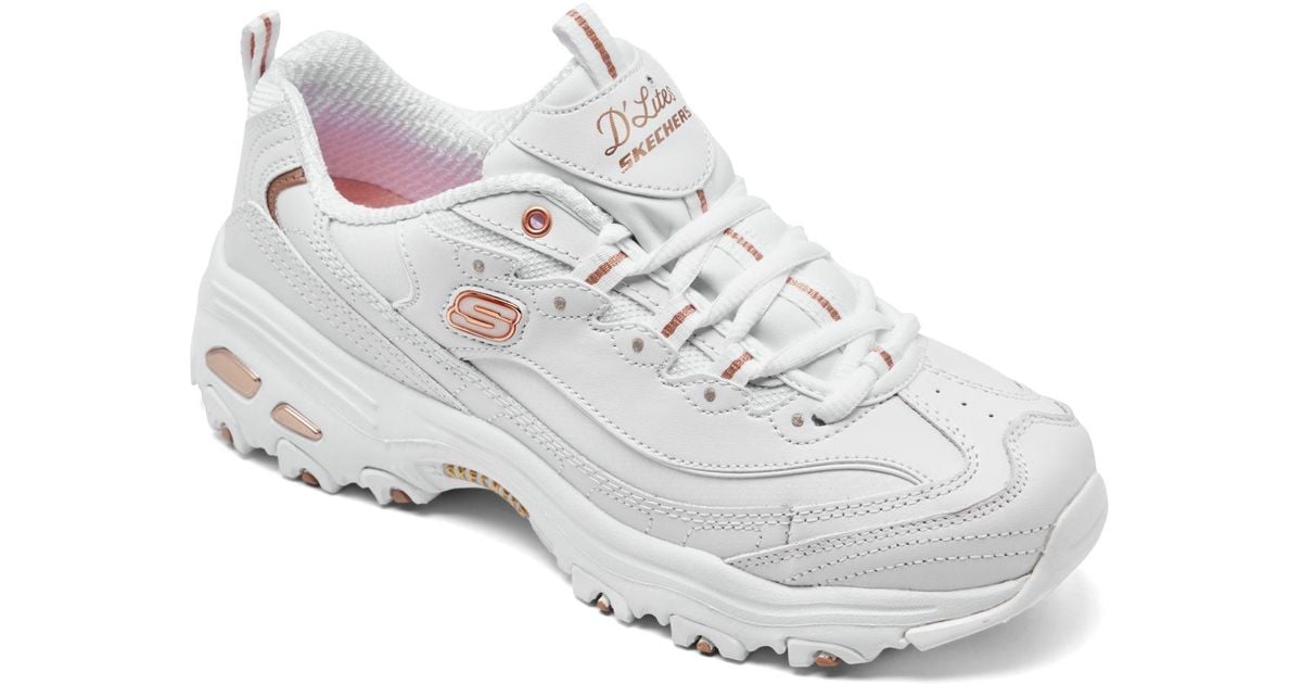 Skechers Leather D'lites Fresh Start Wide Width Walking Sneakers From