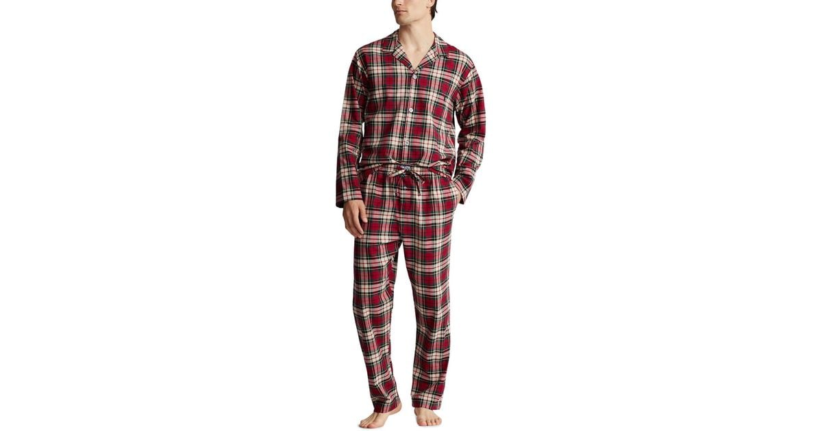 Polo Ralph Lauren Plaid Flannel Pajamas Set in Red for Men Lyst