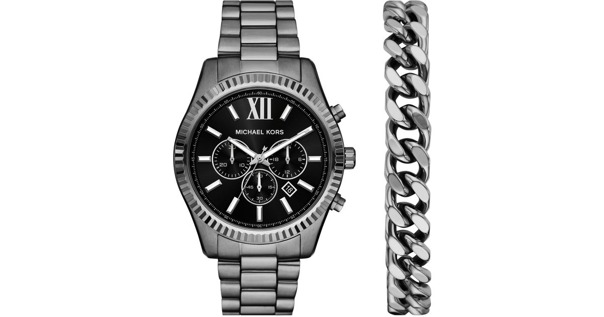 Michael Kors Lexington Chronograph Stainless-steel Watch And 