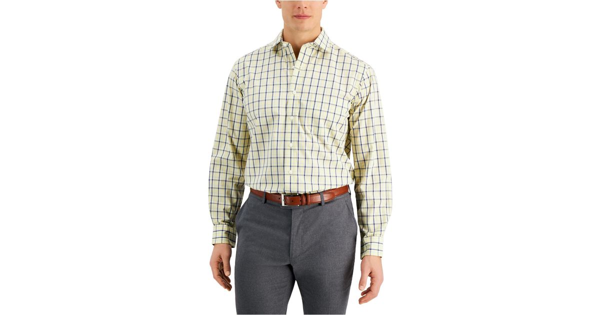 Club Room Regular Fit Cotton Dress Shirt, Created For Macy's in Yellow