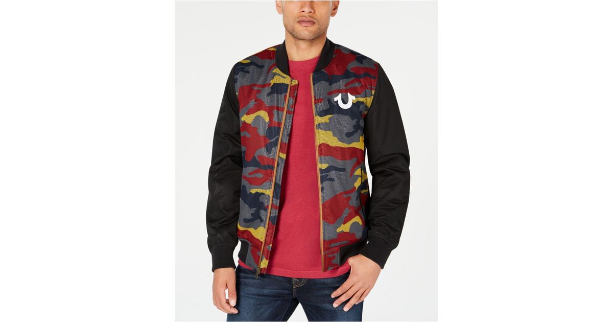true religion camo bomber jacket