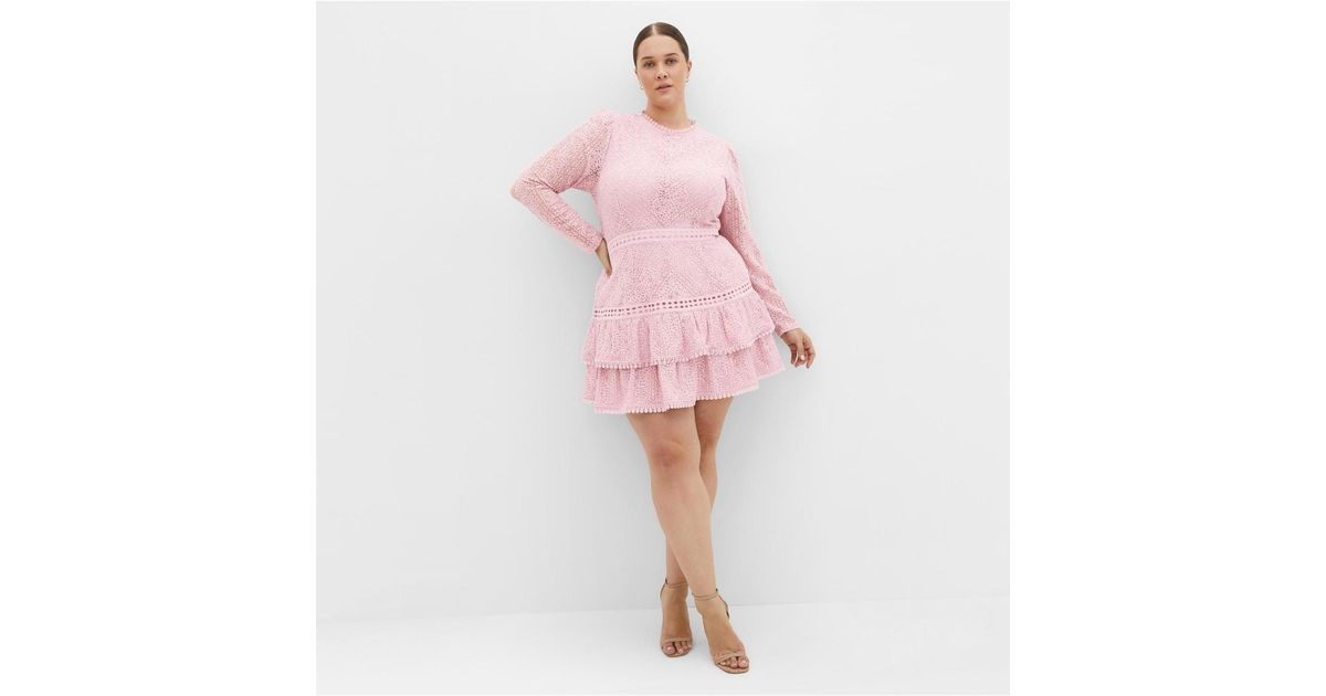 City Chic Gabriella Lace Dress in Pink | Lyst
