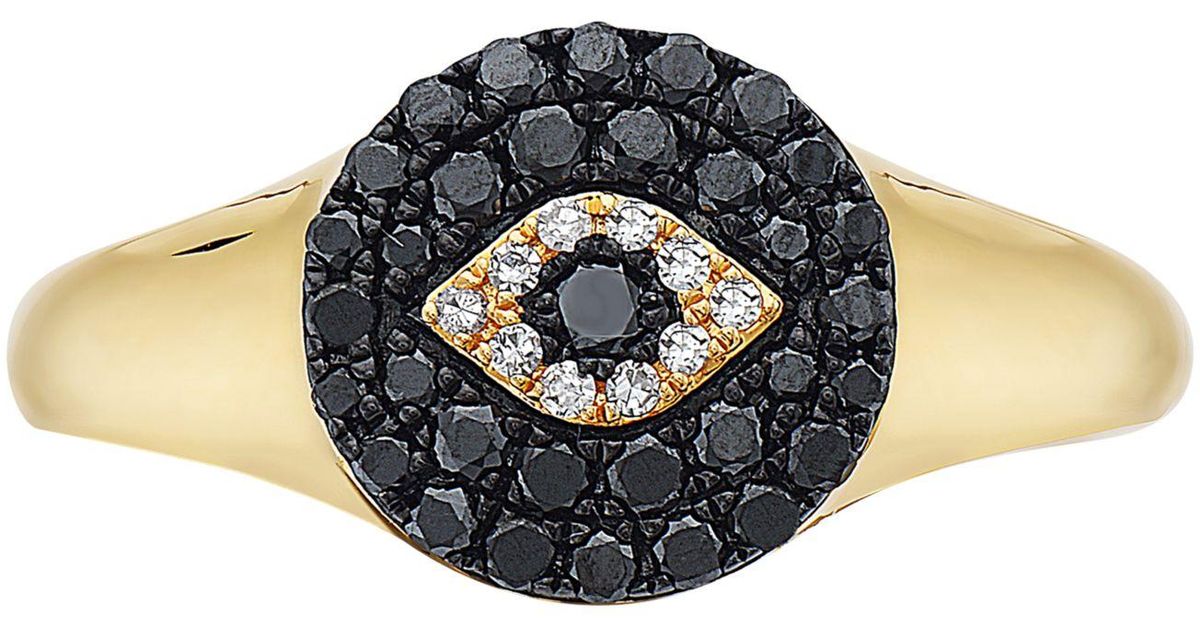 Effy Effy® Diamond Evil-eye Ring (1/3 Ct. T.w.) In 14k Gold in Yellow ...