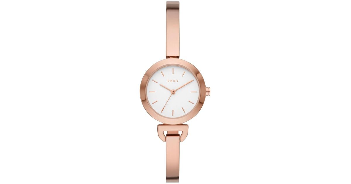 DKNY Uptown D Threehand Rose Goldtone Stainless Steel Bangle Watch