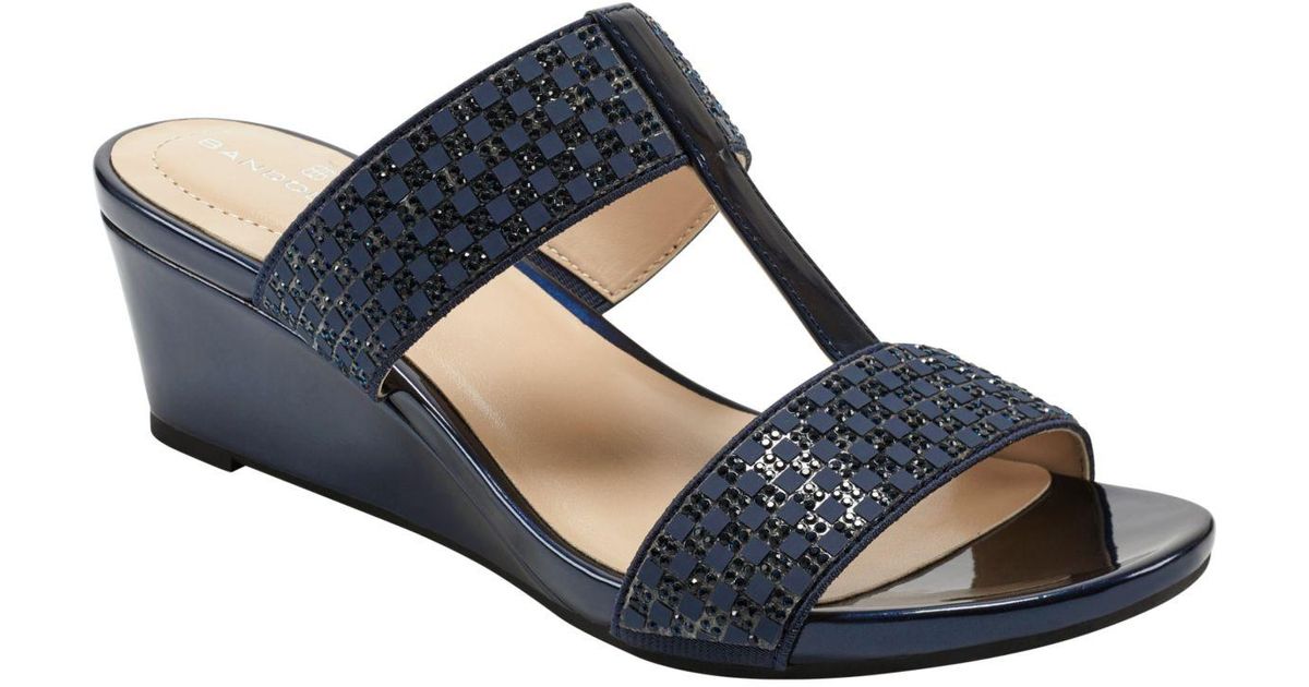 Bandolino Ihaveto Embellished Dress Wedge Sandals in Blue | Lyst