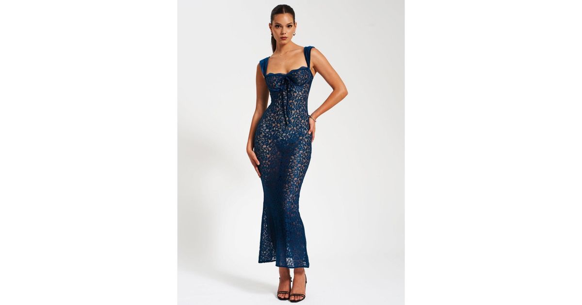 Miss Circle Veronica Teal Lace Maxi Dress in Blue | Lyst