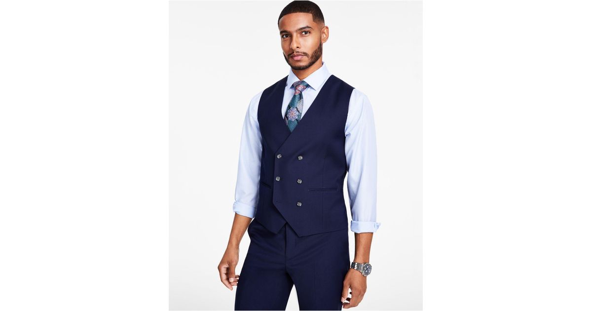 Tayion Collection Classic-fit Solid Suit Separates Double-breasted Vest ...