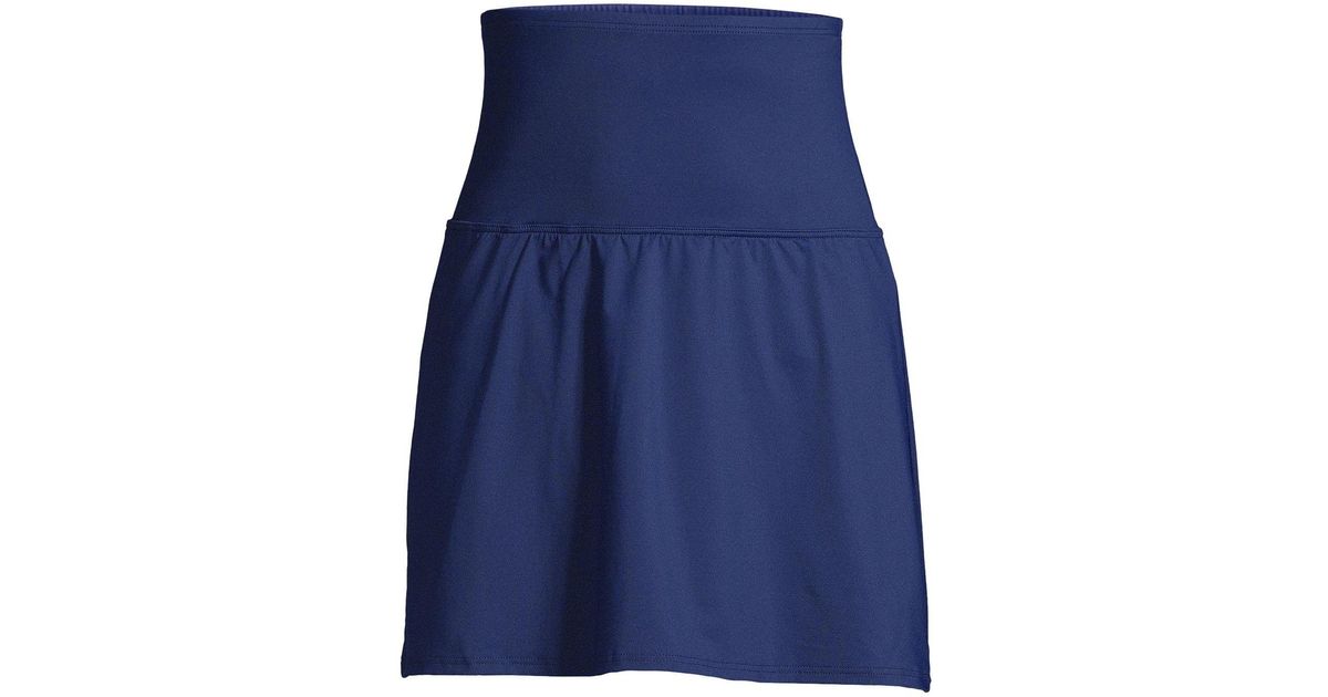 Lands' End Plus Size Tummy Control Ultra High Waisted Modest Swim Skirt