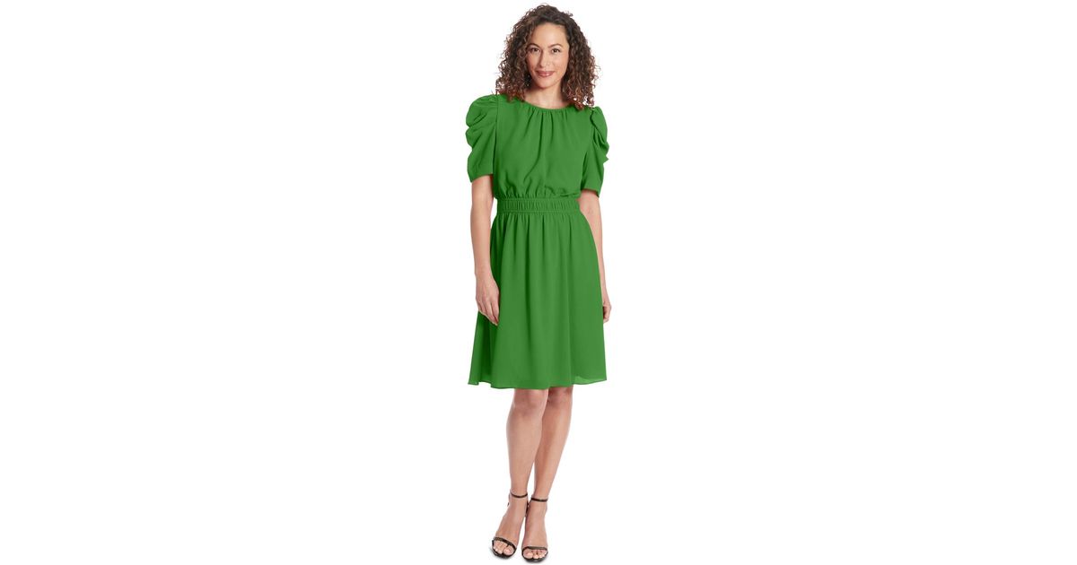 london times green dress Petite Caterpillar-sleeve Jewel-neck in SET