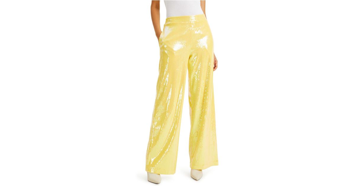 red sequin wide leg pants