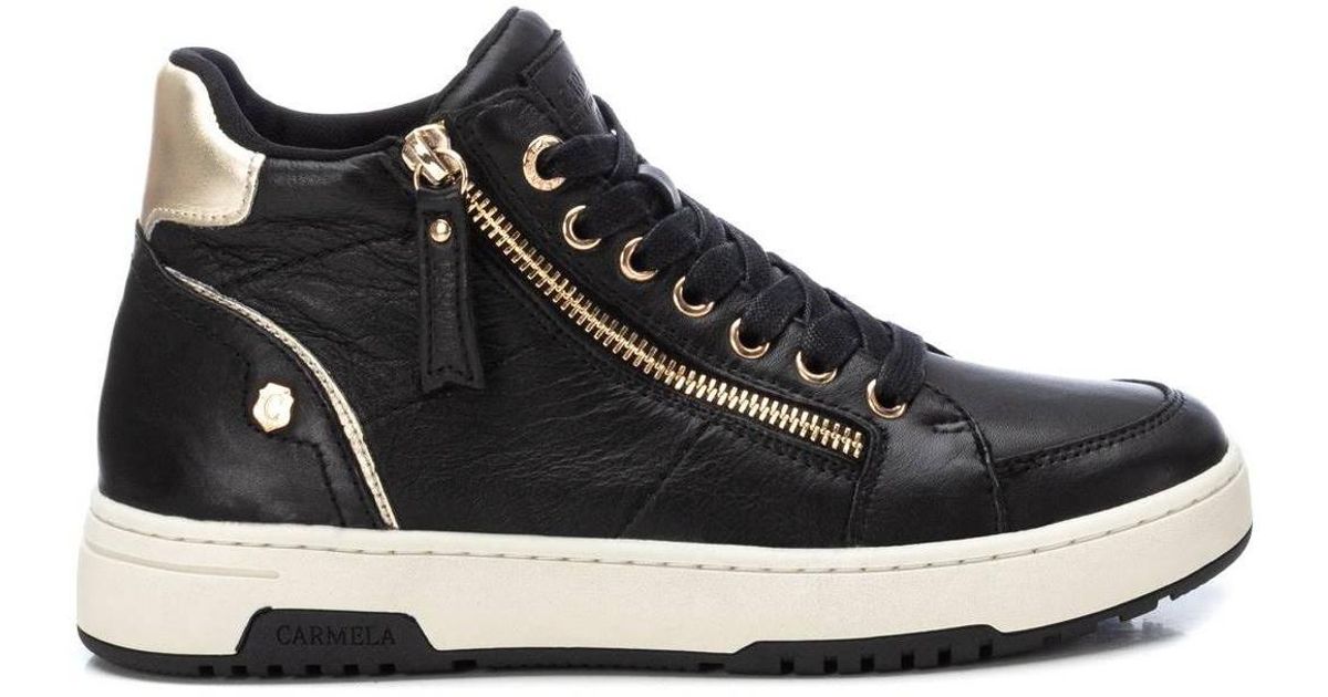 Xti Carmela Collection Leather High Top Sneakers By in Black Lyst