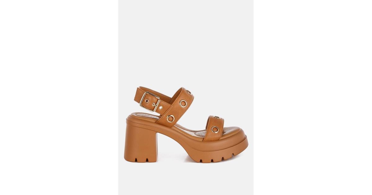 London Rag Tan Chunky Sandals London Rag Brown Recycled Faux