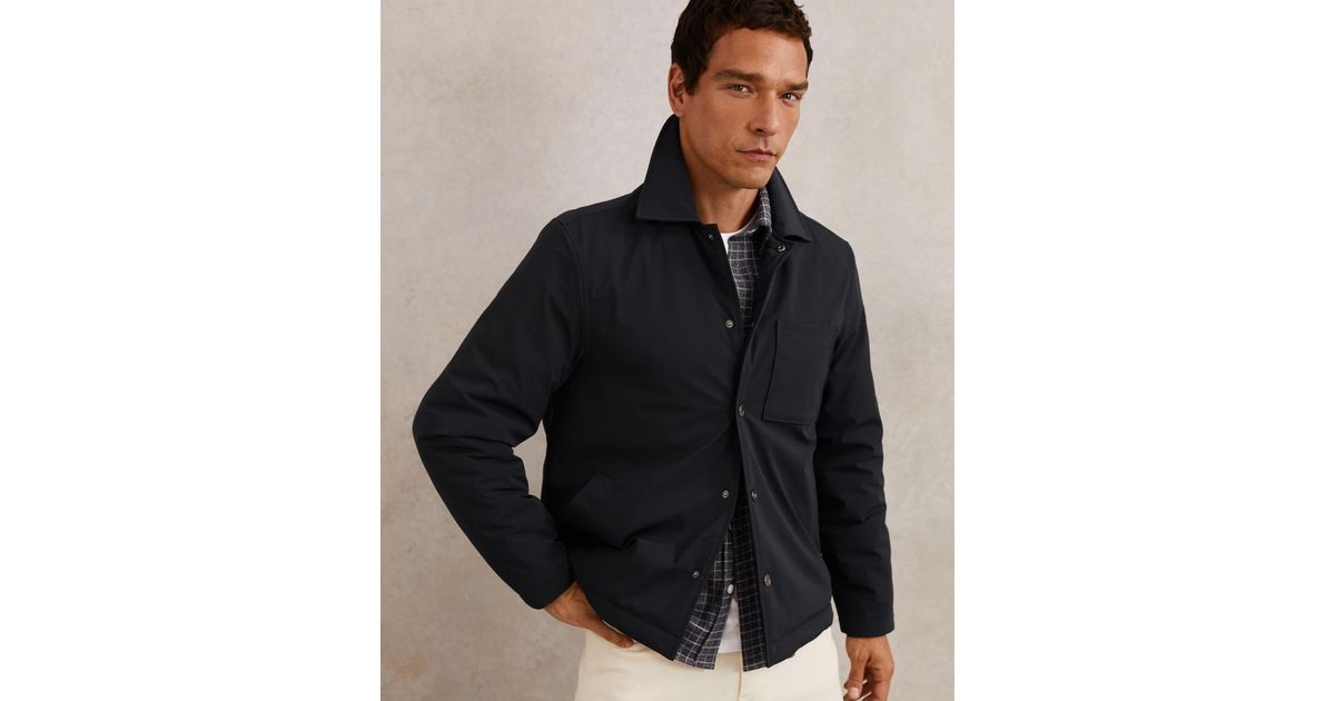 Reiss Lightly-padded Patch-pocket Overshirt in Black for Men | Lyst
