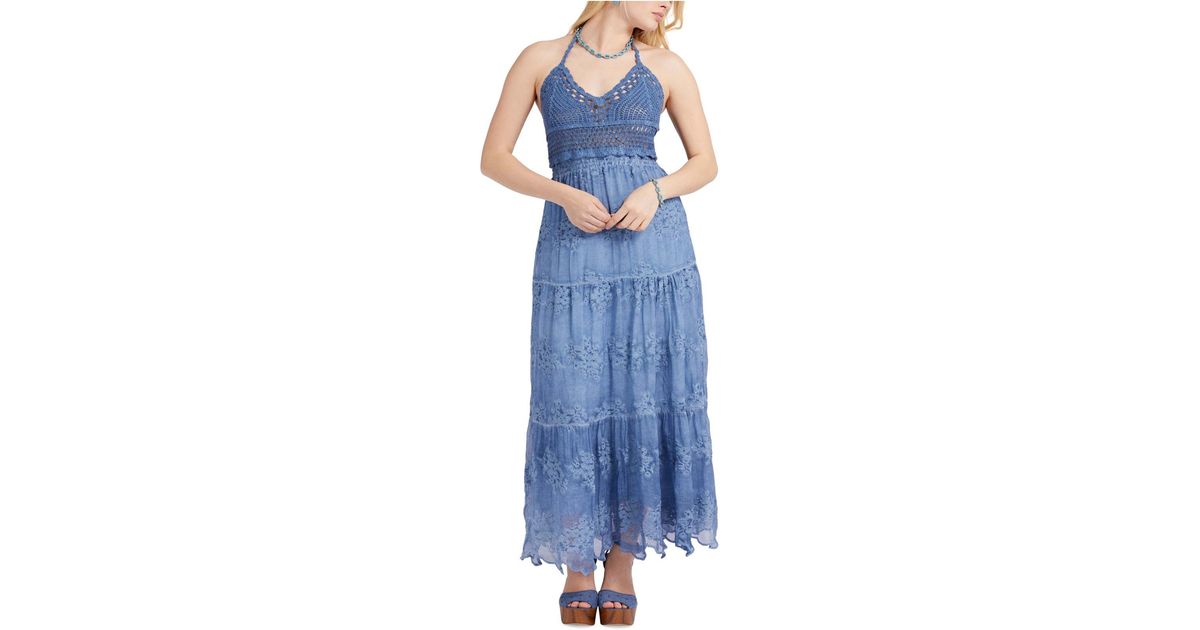 Guess Synthetic Vanda Crochet Maxi Dress in Blue Lyst