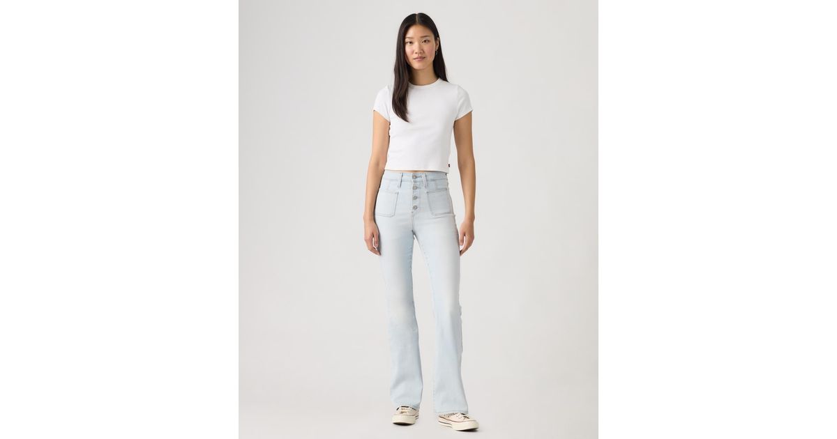 Levi's 726 Patch Pocket High Rise Slim Fit Flare Jeans in White | Lyst