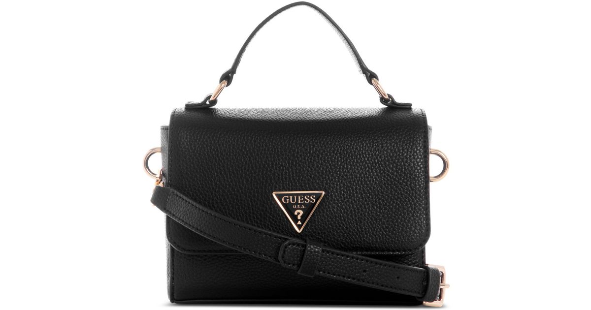 Guess Emiliya Mini Top Handle Crossbody in Black | Lyst