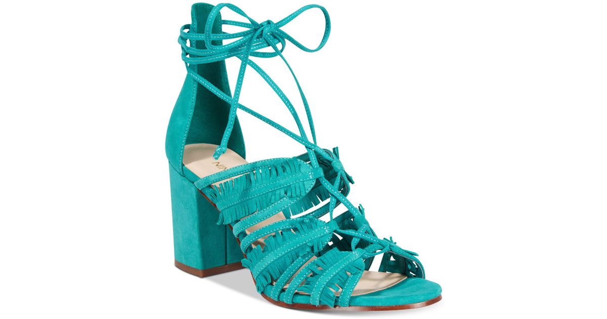 gorg ankle wrap block heel sandals nine west