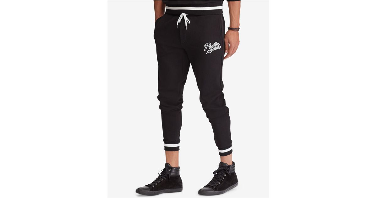 ralph lauren double knit joggers black