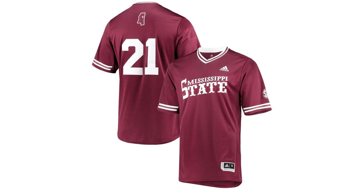adidas Synthetic Maroon Mississippi State Bulldogs Replica Vneck