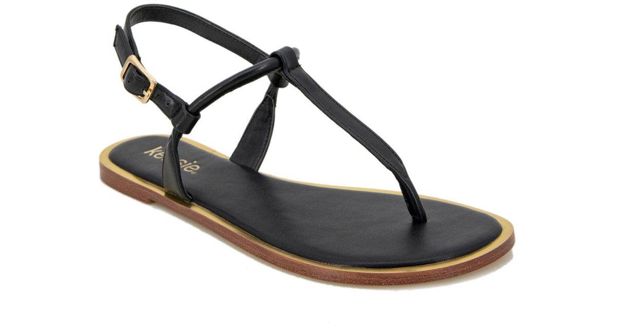 Kensie Bradie Flat Sandals in Black | Lyst