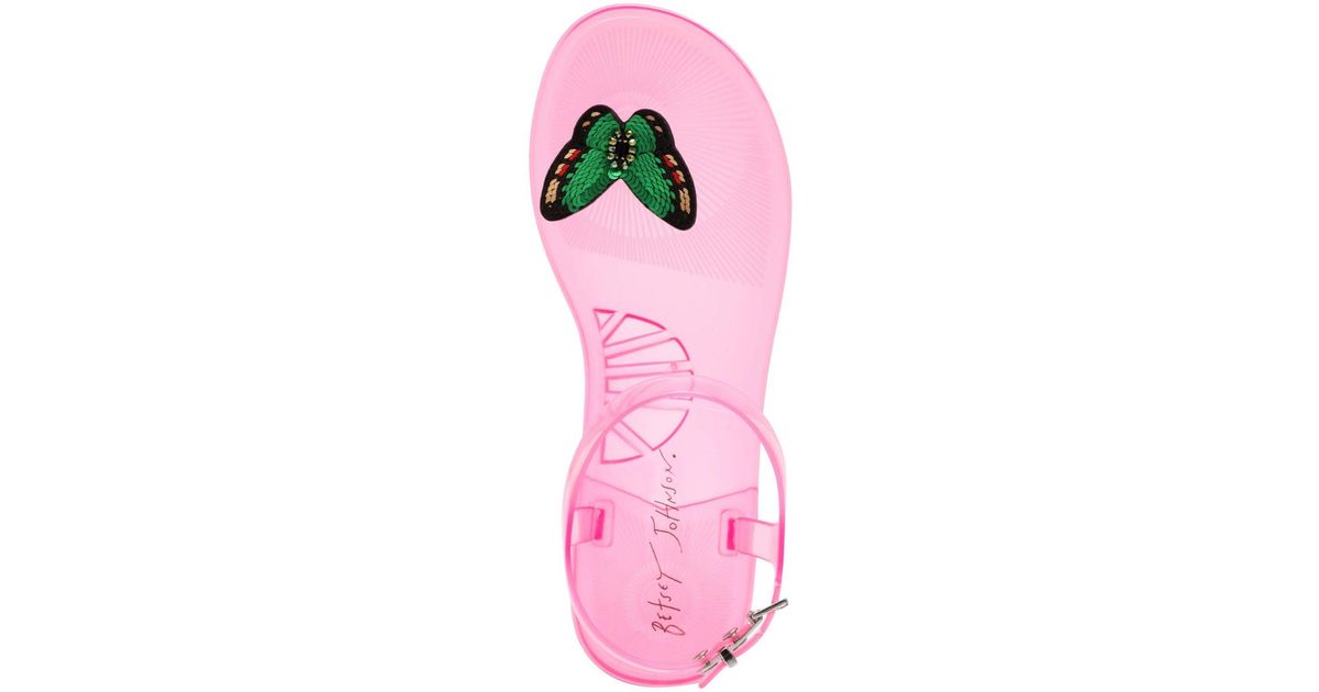 Betsey Johnson Tabby Butterfly Flat Jelly Sandal in Pink Lyst