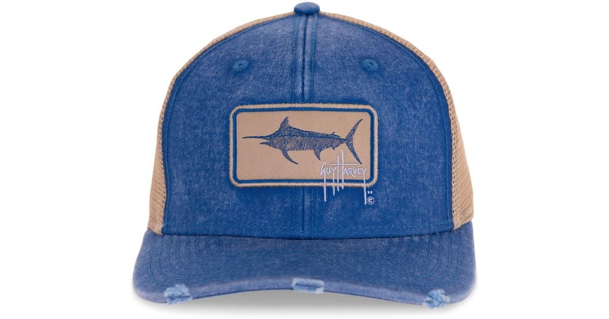 Guy Harvey Cotton Billfish Snapback Trucker Hat in Heather ro (Blue