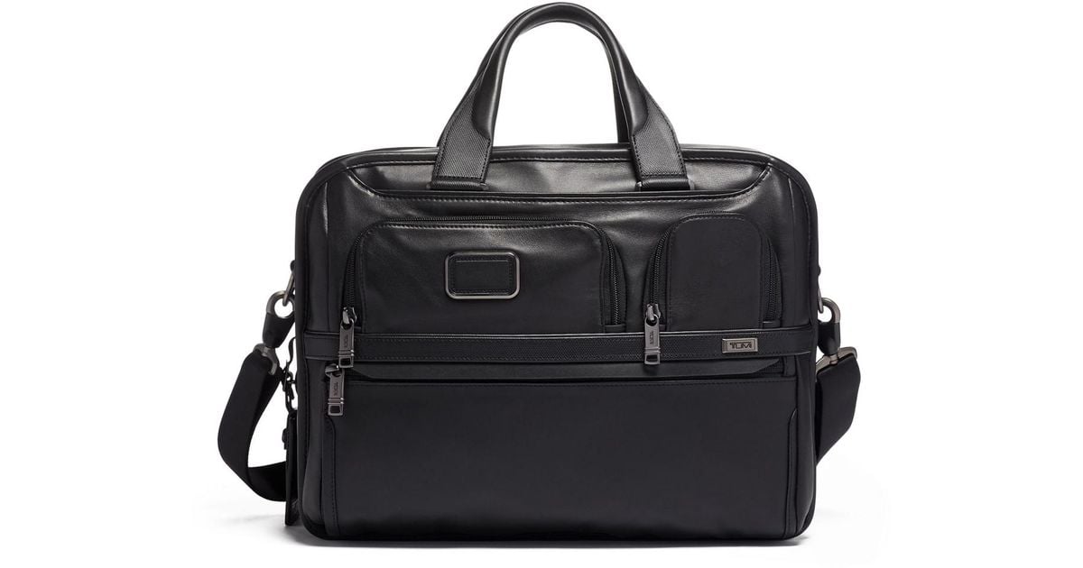 Tumi Alpha 3 Expandable Organizer Leather Laptop Brief in Black Lyst