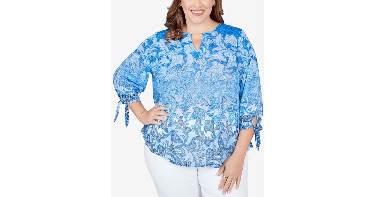 Ruby Rd. Plus Size Keyhole Neck in Blue