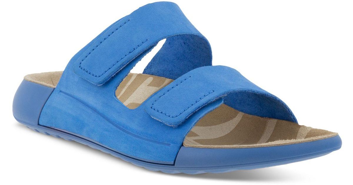 Ecco Suede 2nd Cozmo Slide Sandals in Blue | Lyst