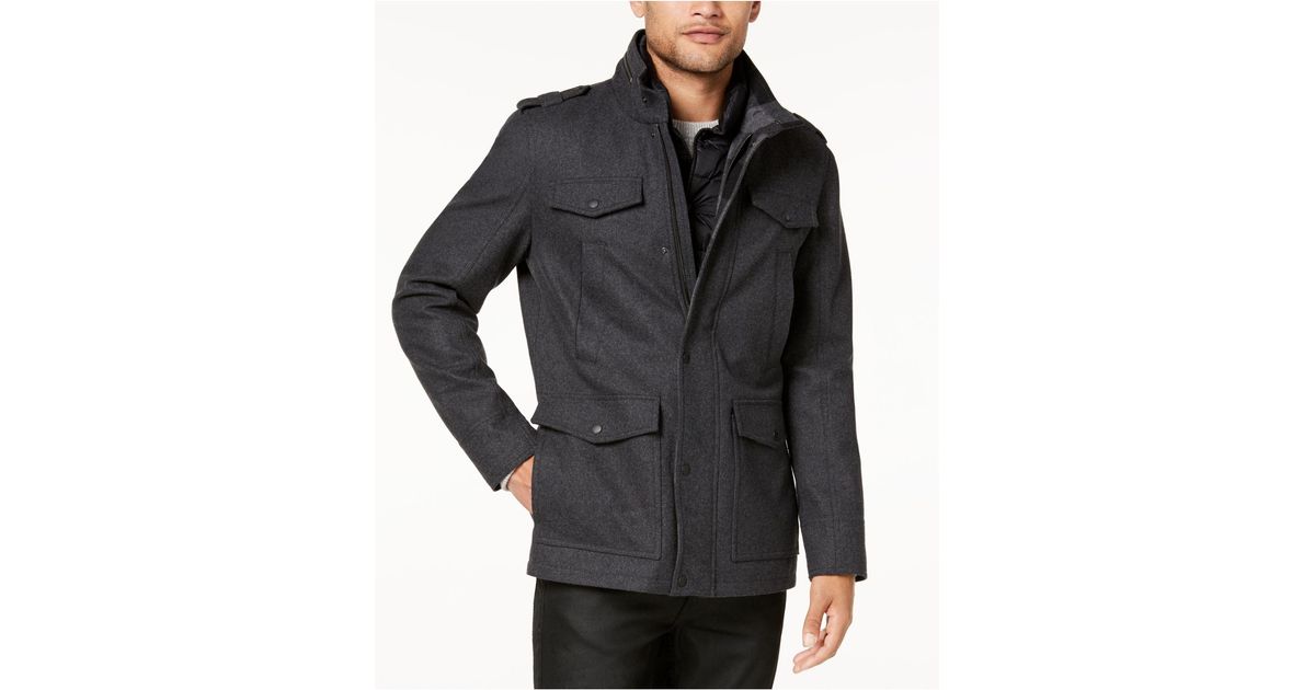 Guess Wool Men's Plaidlined Jacket in Charcoal (Gray) for Men Lyst
