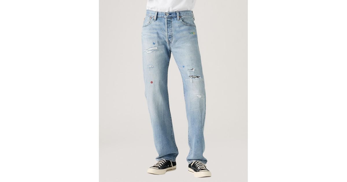 Levi's 501 Original Fit Button Fly Stretch Jeans in Blue for Men | Lyst