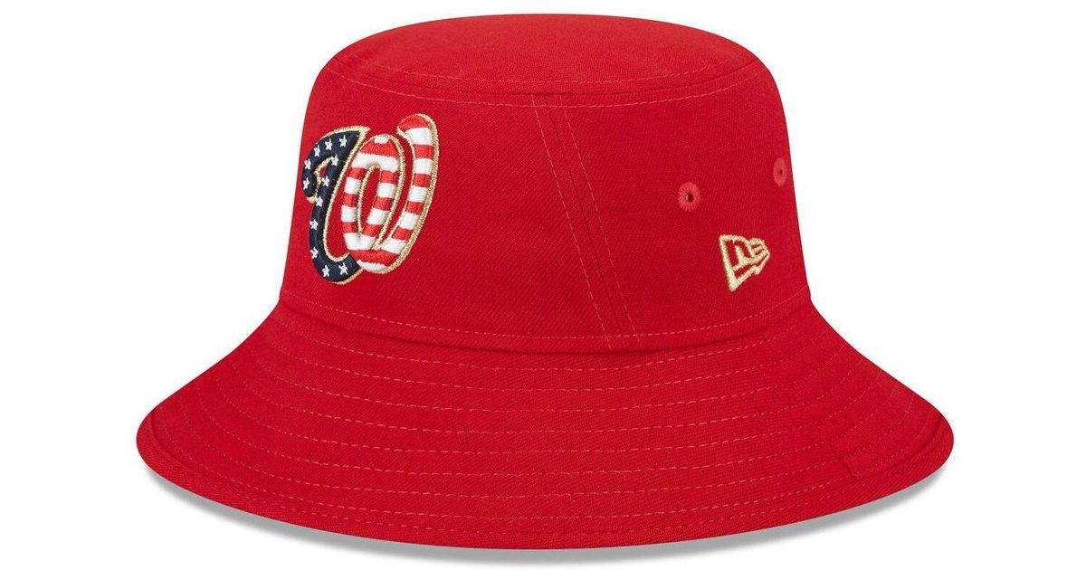 KTZ Red Washington Nationals 2023 Fourth Of July Bucket Hat for Men | Lyst