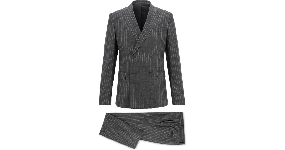 BOSS by HUGO BOSS Double-breasted Pinstripe Suit in Black for Men | Lyst