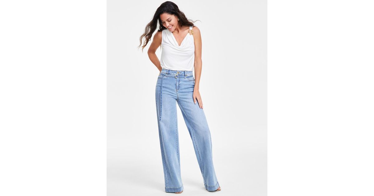 INC International Concepts Tied Wide-leg Jeans in Blue | Lyst
