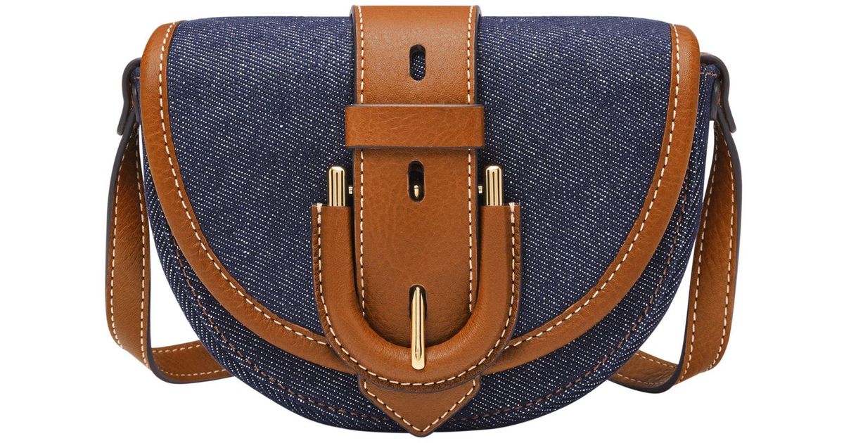 Fossil Harwell Flap Denim Crossbody Bag in Blue Lyst