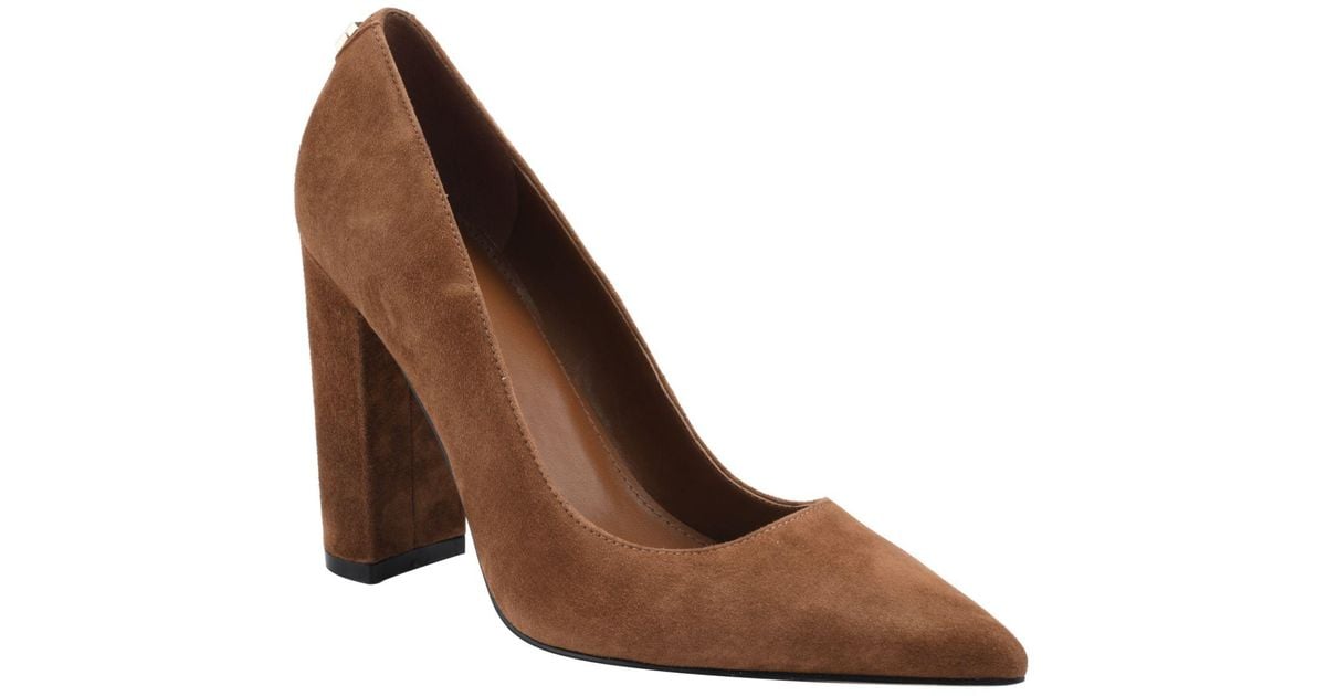 Guess Suede Abagail Block Heel Plain Pumps in Cognac Suede (Brown) Lyst