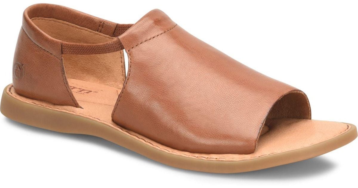 Born Leather Cove Modern Comfort Slip On Sandals in Brown Leather