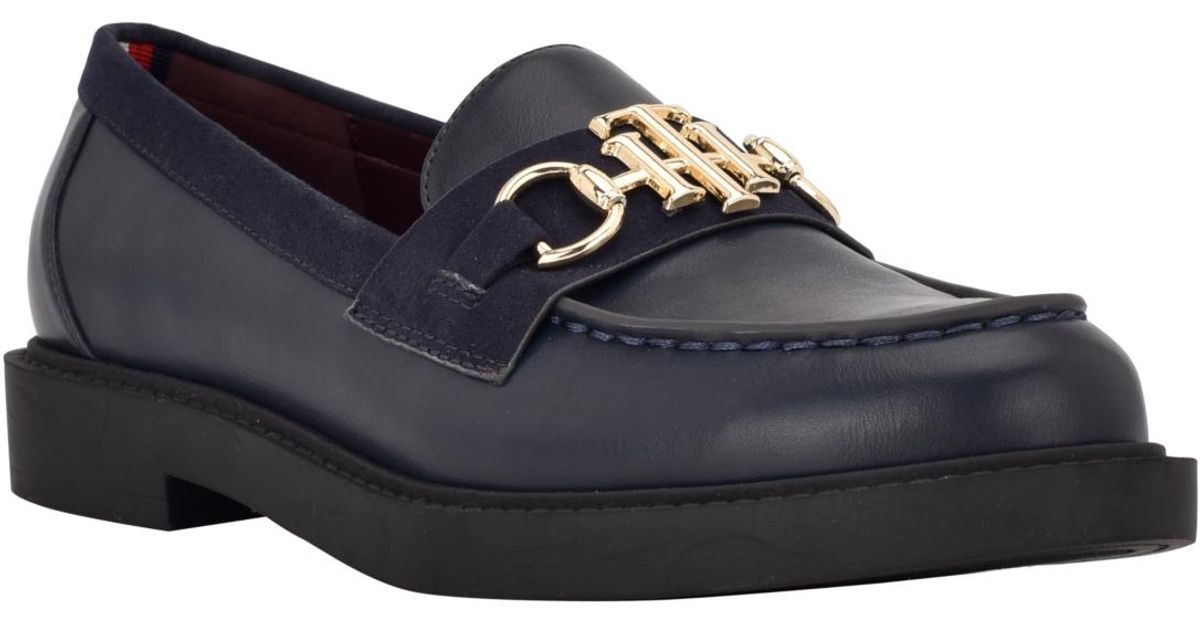 Tommy Hilfiger Trevys Slip On Moc Toe Loafers in Blue | Lyst