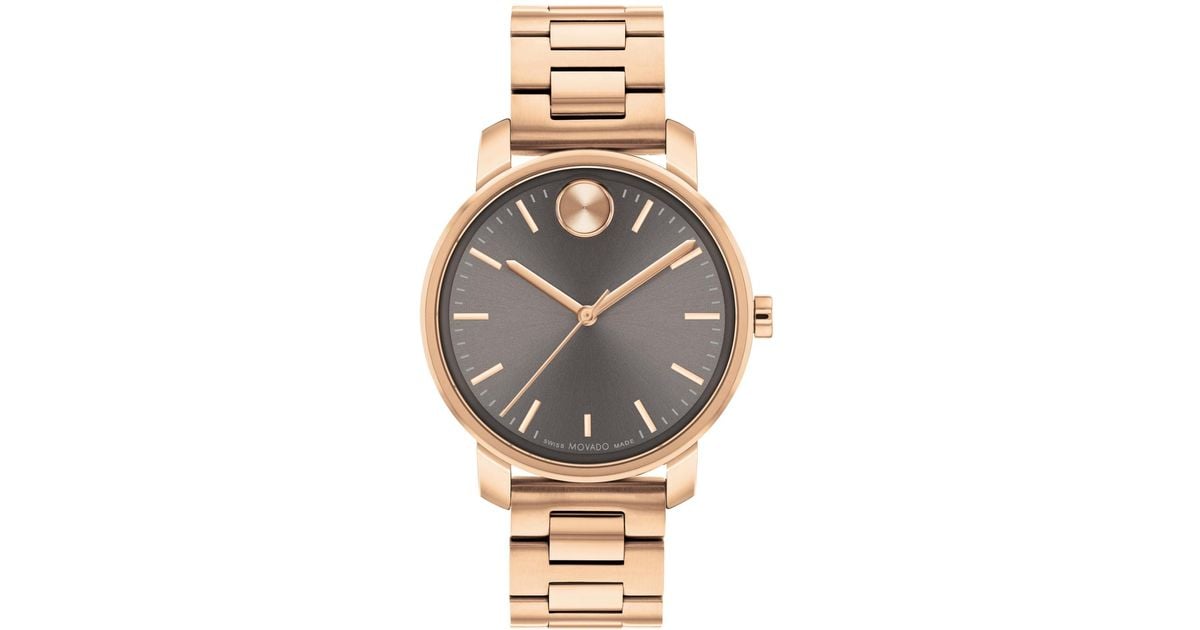 Movado Bold Access Swiss Quartz Ionic Plated Carnation Gold Steel