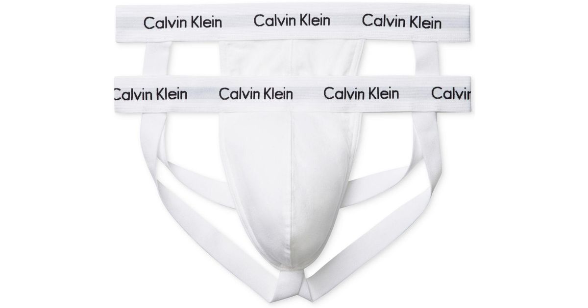 Calvin Klein Cotton Stretch Jock Strap 2pack in White for Men Lyst