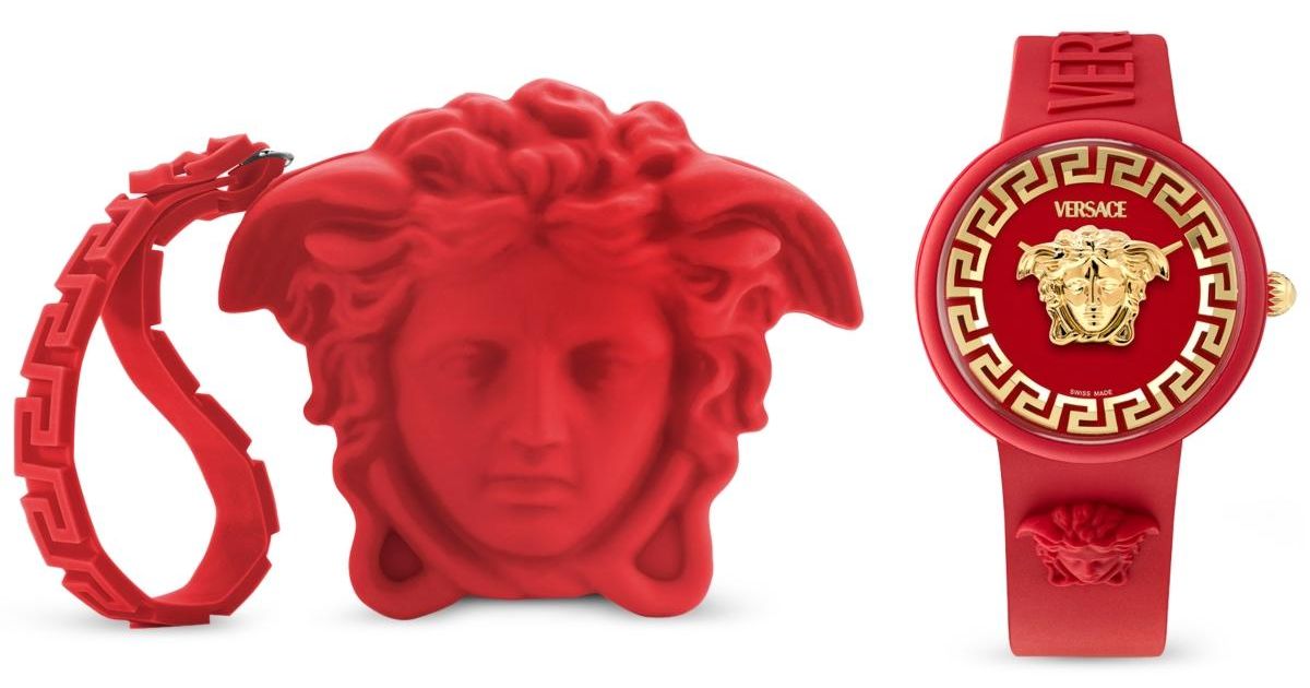 Versace Swiss V-pop Silicone Strap Watch 39mm in Red | Lyst