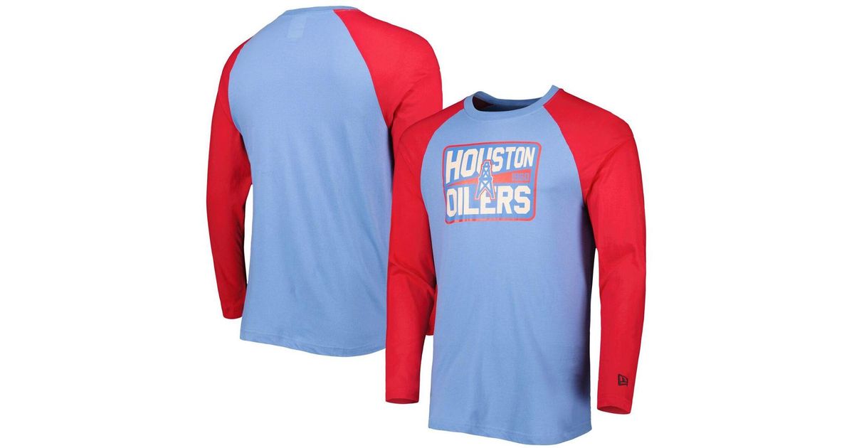 KTZ Light Blue Houston Oilers Throwback Raglan Long Sleeve Tshirt in Red for Men Lyst