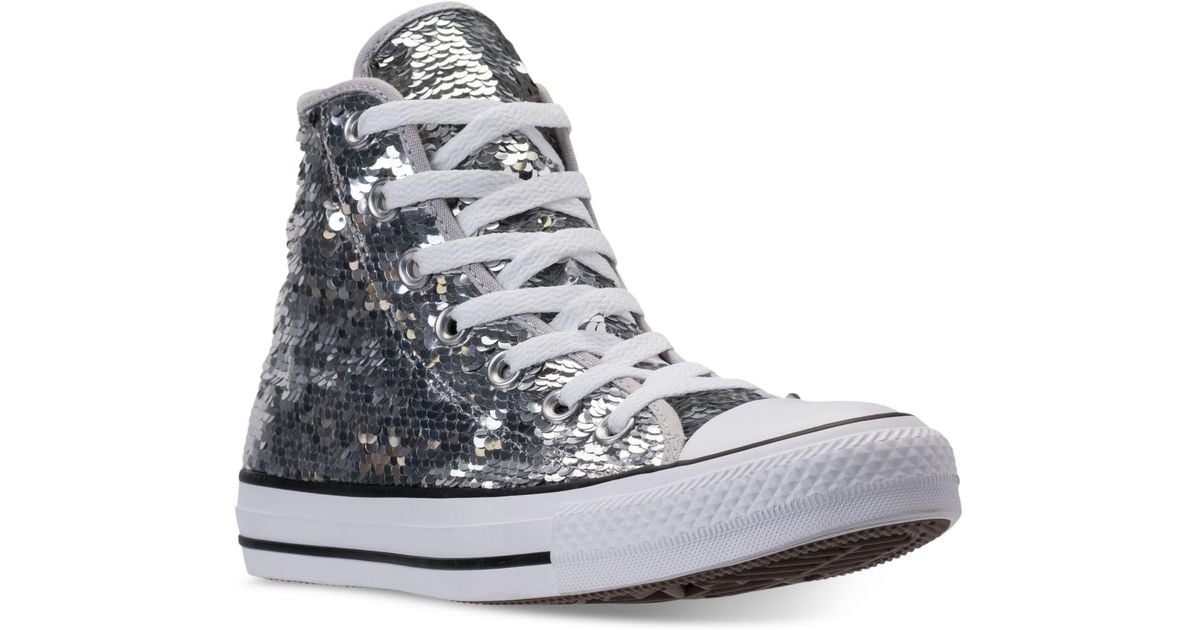 converse silver sequin