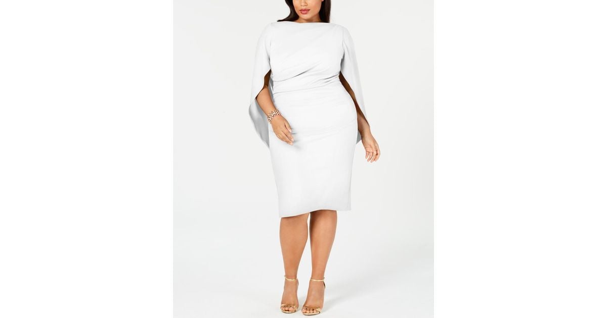Betsy & adam plus size ruched hotsell cape dress