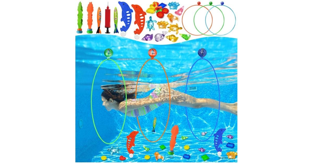 Gnuadz Pools Diving Rings Swim Thru Game Underwater Treasures Torpedo ...